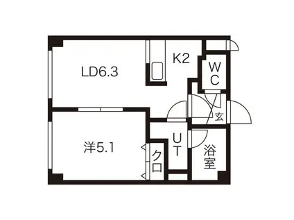 セゾンビル(1LDK/3階)の間取り写真