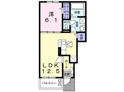 アビイ ロード(1LDK/1階)の間取り写真