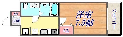 SERENITE三宮(1K/4階)の間取り写真