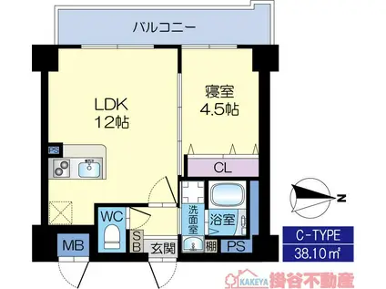 ル・レーヴ茨木(1LDK/4階)の間取り写真