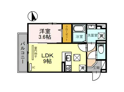 D-ROOM ノース PARK 三田(1LDK/1階)の間取り写真