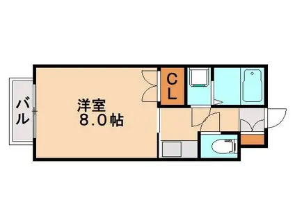 ローズハイツII(1K/1階)の間取り写真