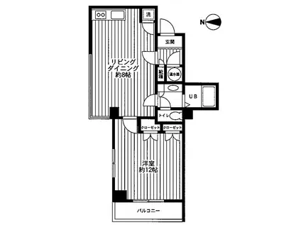ベルザ自由ヶ丘(1LDK/2階)の間取り写真