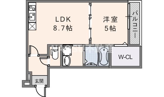 フジパレス瓜生堂III番館(1LDK/1階)の間取り写真