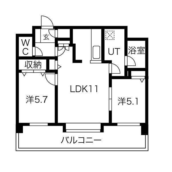 ウエストヒルコートII(2LDK/5階)の間取り写真