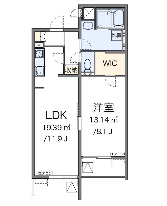 KOEMONふじ(1LDK/3階)の間取り写真