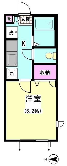 パピヨン南大井(1K/2階)の間取り写真