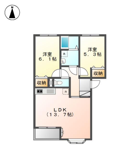 コンフィードMS(2LDK/2階)の間取り写真