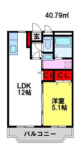 メゾンドセレナII(1LDK/1階)の間取り写真