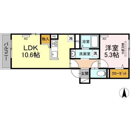 ルナVI(1LDK/2階)の間取り写真