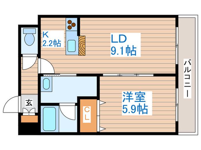 エステラ北五条館(1LDK/2階)の間取り写真