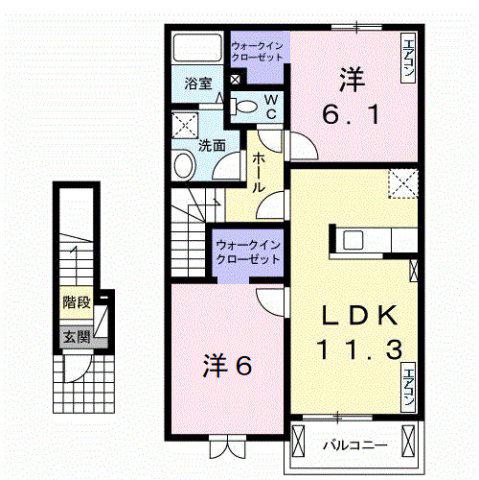 ディオーネ・ジエータ紀ノ川II(2LDK/2階)の間取り写真