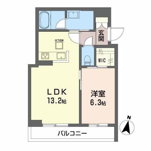 ディマーネII(1LDK/1階)の間取り写真