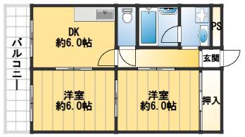 メゾンカルム(2DK/3階)の間取り写真