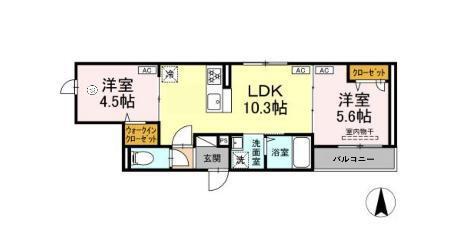 グラナーデ東尾久II(2LDK/2階)の間取り写真