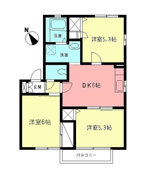 エステート小藤I(3DK/1階)の間取り写真
