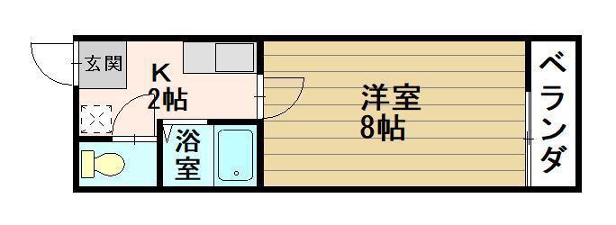 三枝ビル(1K/2階)の間取り写真