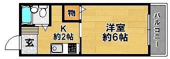フラワーハイム(1K/2階)の間取り写真