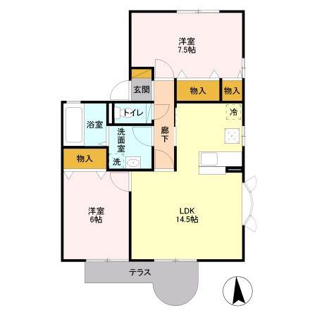 コンフォートエスパシオ(2LDK/2階)の間取り写真