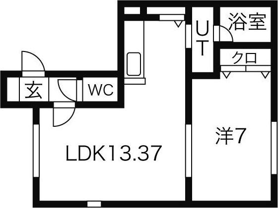 地下鉄南北線 北34条駅 徒歩10分 2階建 築22年(1LDK/1階)の間取り写真