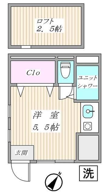 千石ハイム(ワンルーム/1階)の間取り写真