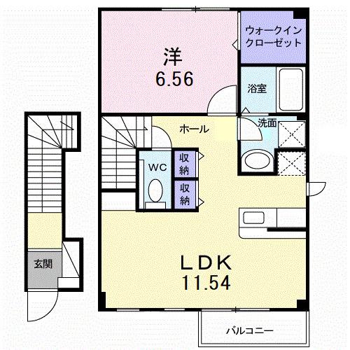 プロスパー六番館(1LDK/2階)の間取り写真