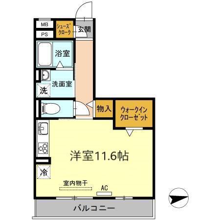 グレイスコート(ワンルーム/2階)の間取り写真