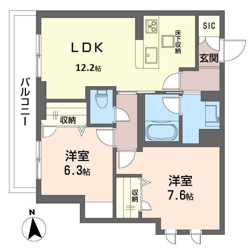 スカイ ガーデン(2LDK/1階)の間取り写真