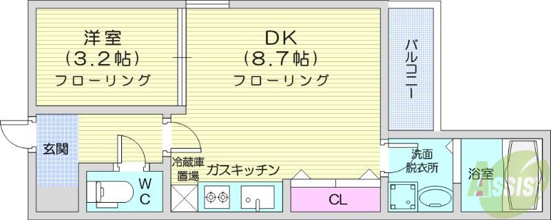 REGALEST長町南MT(1LDK/1階)の間取り写真