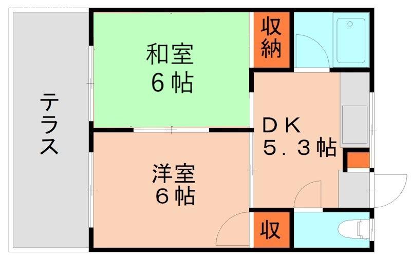 村嶋コーポ(2DK/2階)の間取り写真