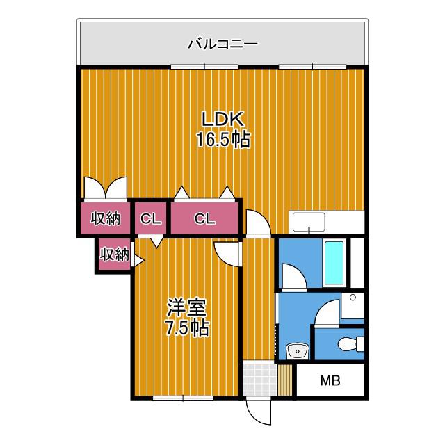 正光マンション(1LDK/2階)の間取り写真