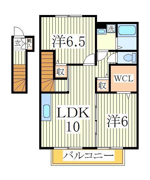 グリーンヴィラカラビナR(2LDK/2階)の間取り写真