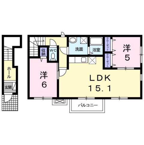 フォレストサイド横山 II(2LDK/2階)の間取り写真
