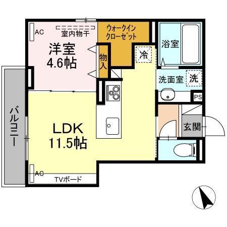 フェリーチェ舟入(1LDK/2階)の間取り写真