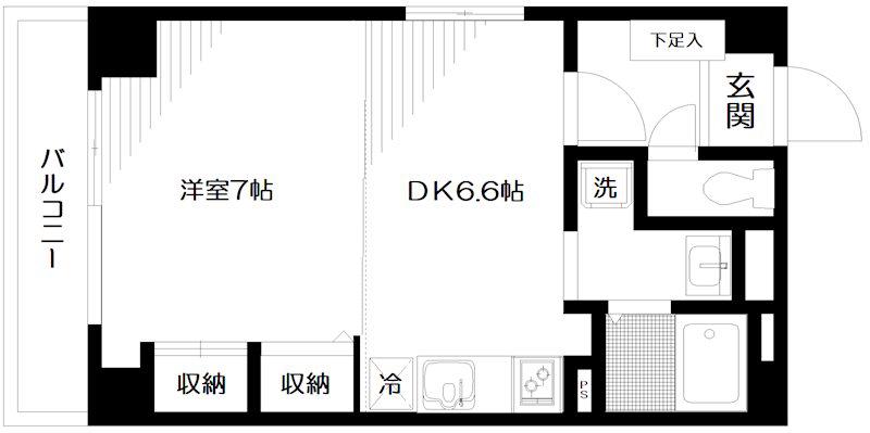 ボヌール三軒茶屋(1DK/1階)の間取り写真