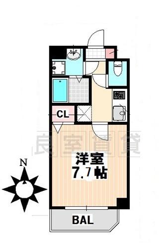 アトネス1604(1K/4階)の間取り写真