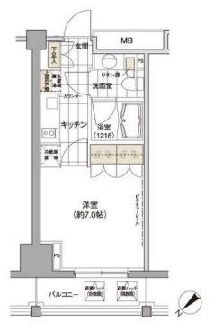 パークハビオ渋谷(1K/3階)の間取り写真
