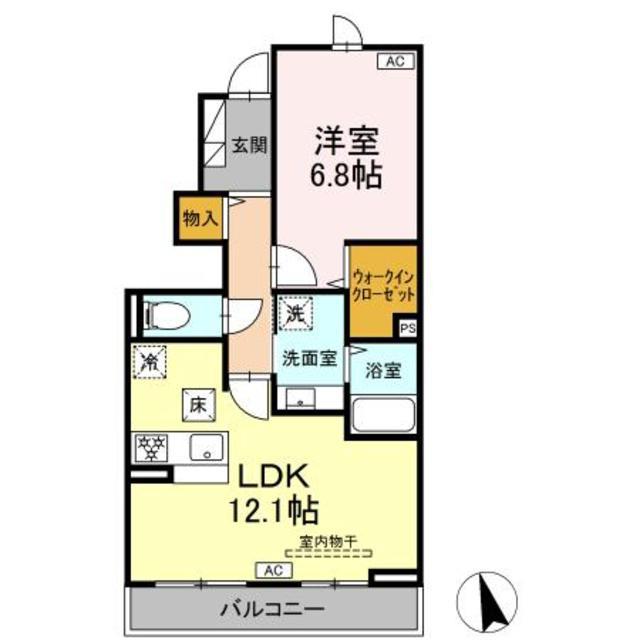 レジデンスK(1LDK/1階)の間取り写真