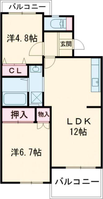 アーニス(2LDK/2階)の間取り写真