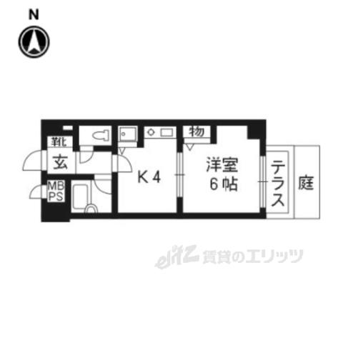 ライオンズマンション五条大宮2(1K/1階)の間取り写真