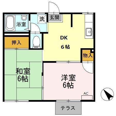 エステートサガミⅠ(2DK/1階)の間取り写真