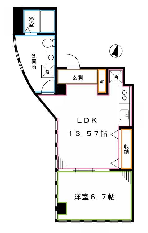 CRYSTAL COURT SIRIUS(1LDK/2階)の間取り写真