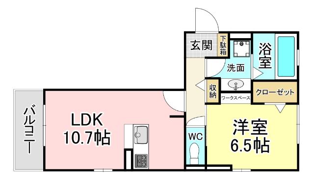 D-ROOM柳町(1LDK/1階)の間取り写真