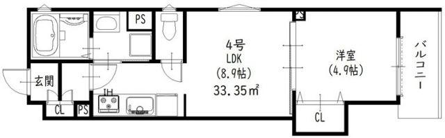 ラモーナ出口(1LDK/3階)の間取り写真