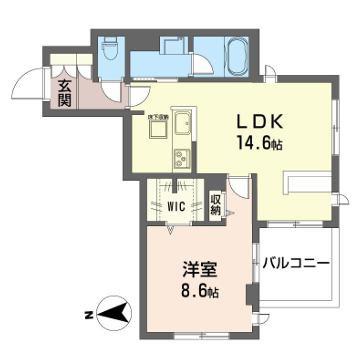 ラコルト井荻(1LDK/1階)の間取り写真