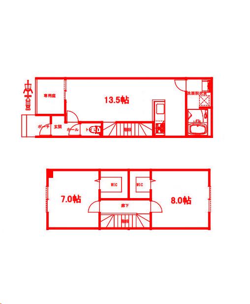 LA LONG(2LDK/1階)の間取り写真