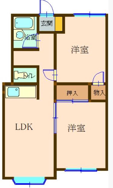 矢内コーポA棟(2SLDK/2階)の間取り写真