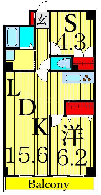 ウィステリヤ立石(1SLDK/3階)の間取り写真