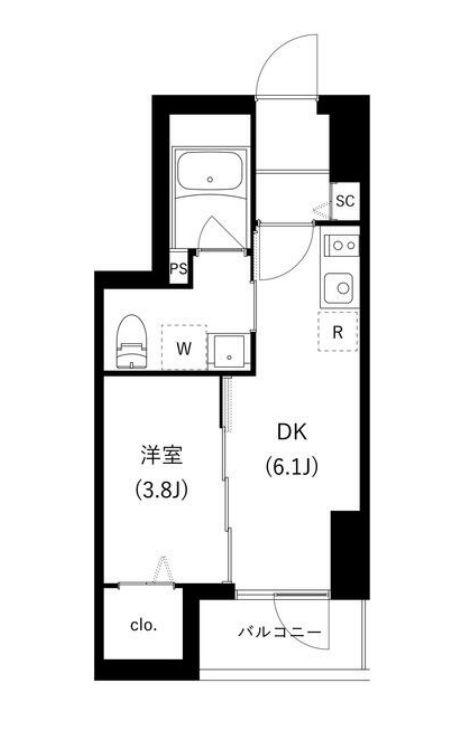 WHARF駒込(1DK/2階)の間取り写真