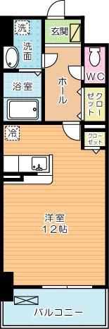 エヴァーグリーンQ(1K/8階)の間取り写真